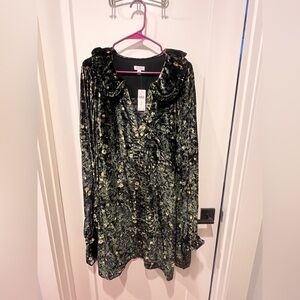 Pilcro Green and Gold Long Sleeve Dress